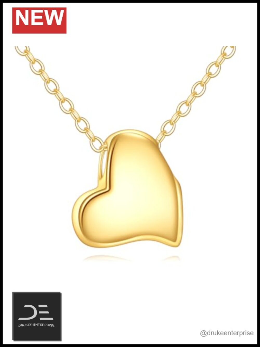 14K Solid Gold Heart Pendant Necklace Women Minimalist Real Gold Jewelry Gift